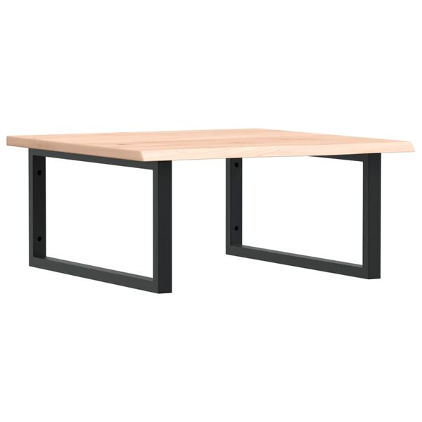 vidaXL Deska pod umyvadlo nástěnná ocel a masivní dubové dřevo