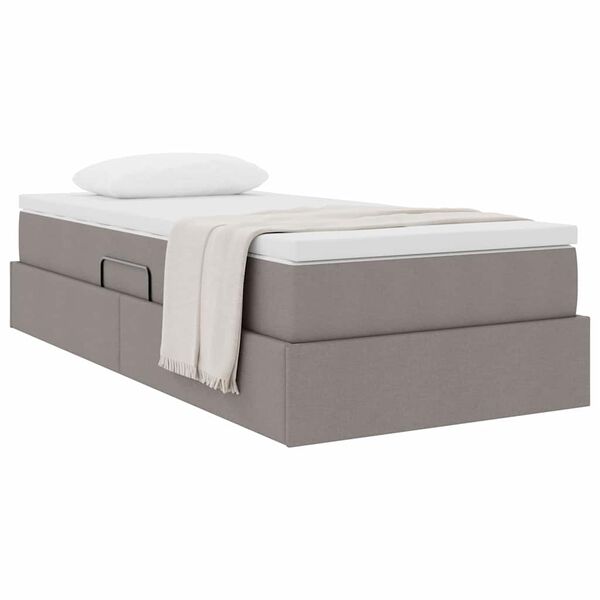 vidaXL Postel s &uacute;ložn&yacute;m prostorem a matrac&iacute; Taupe 90 x 190 cm
