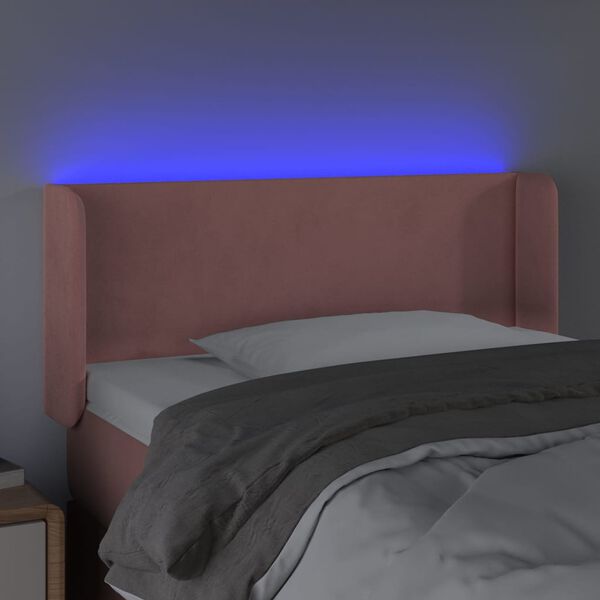 vidaXL Čelo postele s LED růžov&eacute; 83 x 16 x 78/88 cm samet