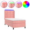 vidaXL Box spring postel s matrac&iacute; a LED růžov&aacute; 80 x 200 cm samet