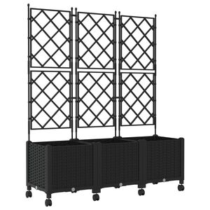 vidaXL Zahradn&iacute; truhl&iacute;k s trel&aacute;ž&iacute; a koly 3 ks Čern&aacute; 120 x 40 x 149 cm