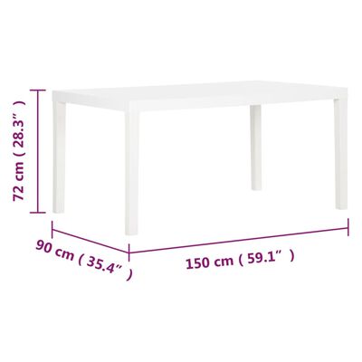 vidaXL Zahradní stůl 150 x 90 x 72 cm PP bílý