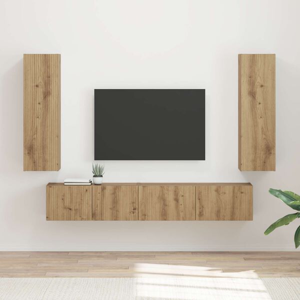 vidaXL Sestava TV skř&iacute;něk 3 pcs Artisanov&yacute; dub kompozitn&iacute; dřevo