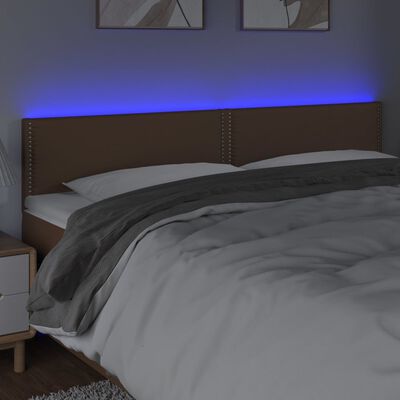 vidaXL Čelo postele s LED hnědé 180x5x78/88 cm umělá kůže