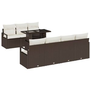 vidaXL Sada zahradn&iacute;ch pohovek s pol&scaron;t&aacute;řem 8 pcs Hněd&aacute; Poly ratan