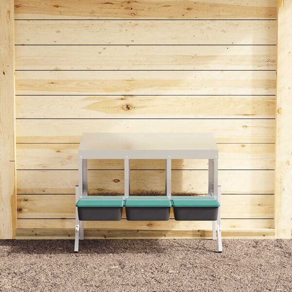 vidaXL Hn&iacute;zdo pro kuřata se 3 přihr&aacute;dkami a nohami, pozinkovan&aacute; ocel