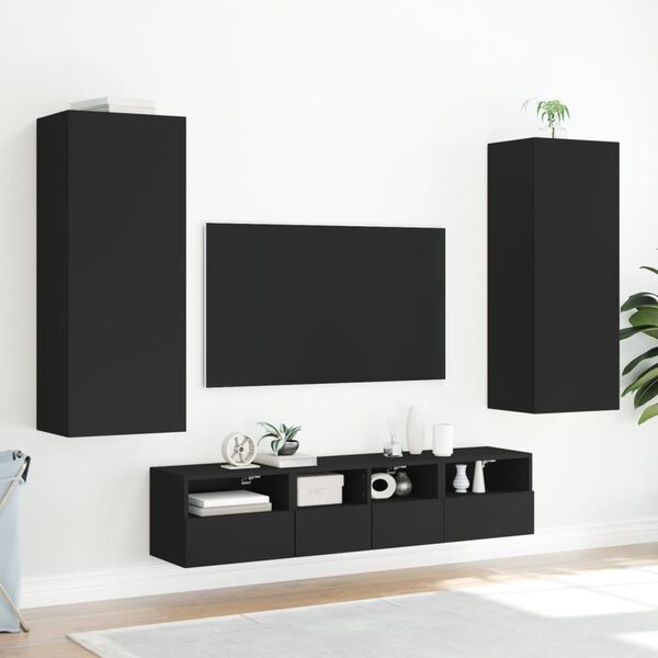 vidaXL N&aacute;stěnn&aacute; TV skř&iacute;ňka čern&aacute; 40,5 x 30 x 102 cm kompozitn&iacute; dřevo