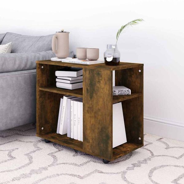 vidaXL Odkl&aacute;dac&iacute; stolek kouřov&yacute; dub 70 x 35 x 55 cm kompozitn&iacute; dřevo