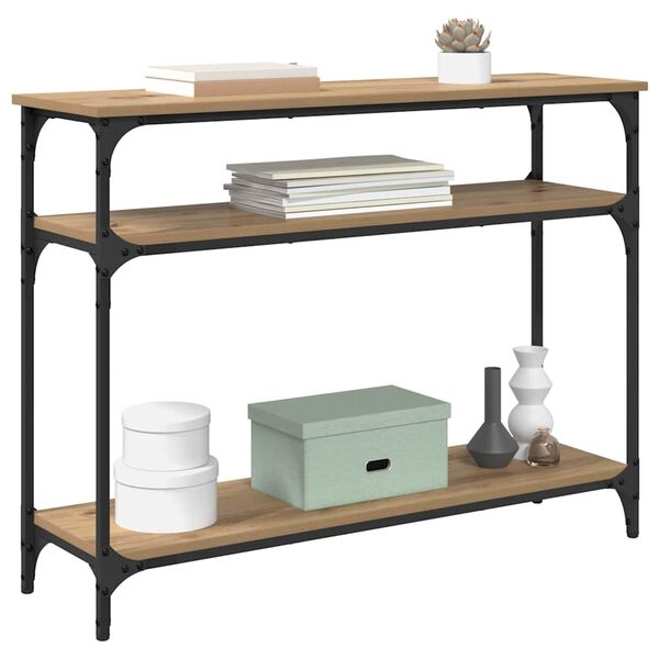 vidaXL Konzolov&yacute; stolek s polic&iacute; Artisanov&yacute; dub 100 x 29 x 75 cm