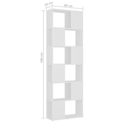 vidaXL Knihovna / dělicí stěna bílá 60 x 24 x 186 cm