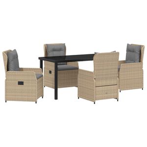 vidaXL Zahradn&iacute; j&iacute;deln&iacute; souprava 5 pcs B&eacute;žov&aacute; a Světle &scaron;ed&aacute; polyratan