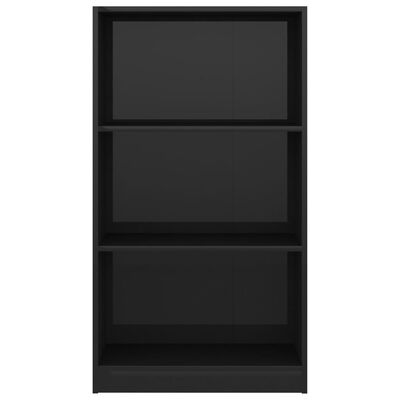 vidaXL 3patrová knihovna černá vysoký lesk 60x24x109 kompozitní dřevo