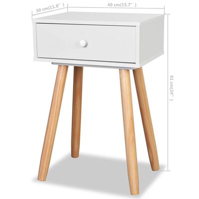 vidaXL Noční stolek 2 ks masivní borovice 40 x 30 x 61 cm bílý