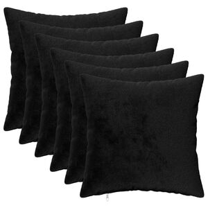 vidaXL Povlak na pol&scaron;t&aacute;ř 6 pcs HEERLEN Čern&aacute; 30 x 30 cm Flanel