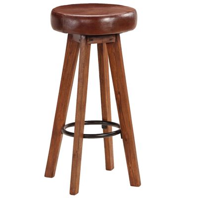 vidaXL Barové židle 2 ks pravá kůže a masivní akáciové dřevo