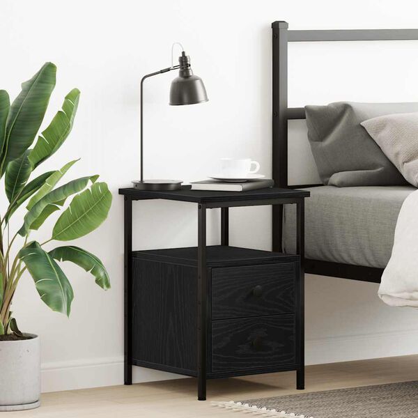 vidaXL Noční stolek černý dub 34x35,5x50 cm kompozitní dřevo
