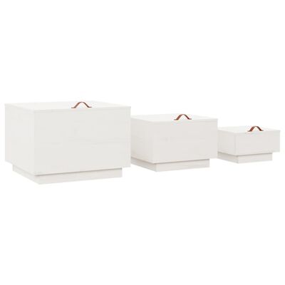 vidaXL Úložné boxy s víkem 3 ks bílé masivní borové dřevo