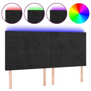 vidaXL Čelo postele s LED čern&eacute; 160x5x118/128 cm samet