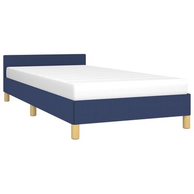 vidaXL Rám postele s čelem modrý 100x200 cm textil
