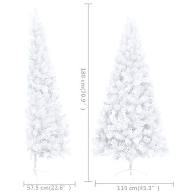 vidaXL Umělý vánoční půl stromek s LED a stojanem bílý 180 cm PVC