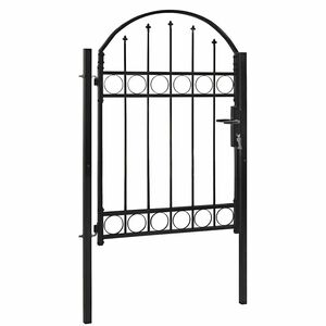 vidaXL Plotov&aacute; branka ASSEN s klenut&yacute;m vrcholem ocelov&aacute; 100 x 125 cm čern&aacute;
