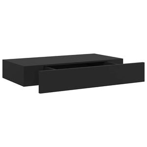 vidaXL Plovouc&iacute; n&aacute;stěnn&aacute; police se z&aacute;suvkou čern&aacute; 48 x 25 x 8 cm