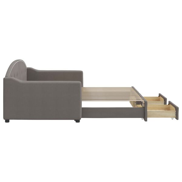 vidaXL V&aacute;lenda s přist&yacute;lkou a z&aacute;suvkami taupe 90 x 200 cm textil