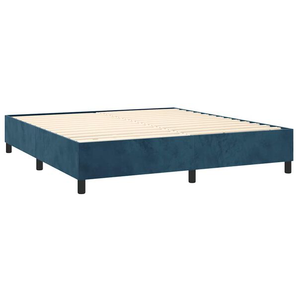 vidaXL Box spring postel s matrac&iacute; tmavě modr&aacute; 200x200 cm samet