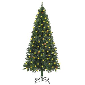 vidaXL Uměl&yacute; v&aacute;nočn&iacute; stromek s LED osvětlen&iacute;m a &scaron;i&scaron;kami zelen&yacute; 180 cm