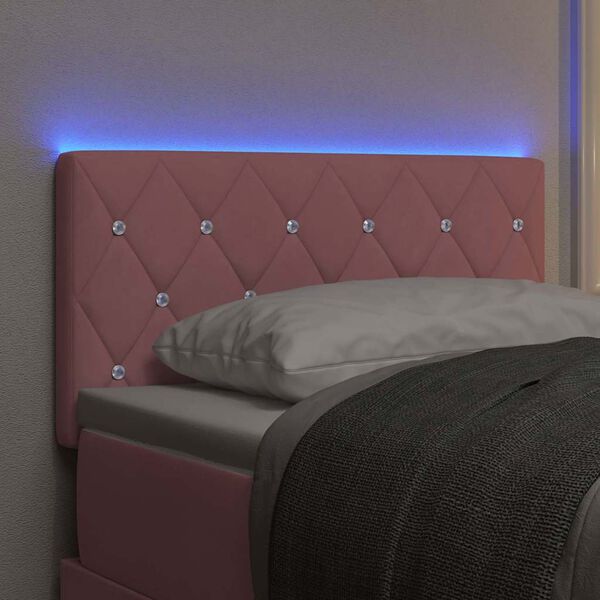 vidaXL LED hlavov&aacute; deska s LED p&aacute;sov&yacute;mi světly Růžov&aacute; 80 cm Polyester
