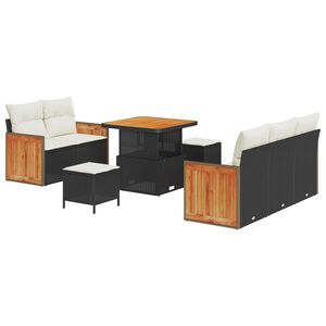 vidaXL Sada zahradn&iacute;ch pohovek 10 pcs Čern&aacute; a kr&eacute;mov&aacute; polyratan