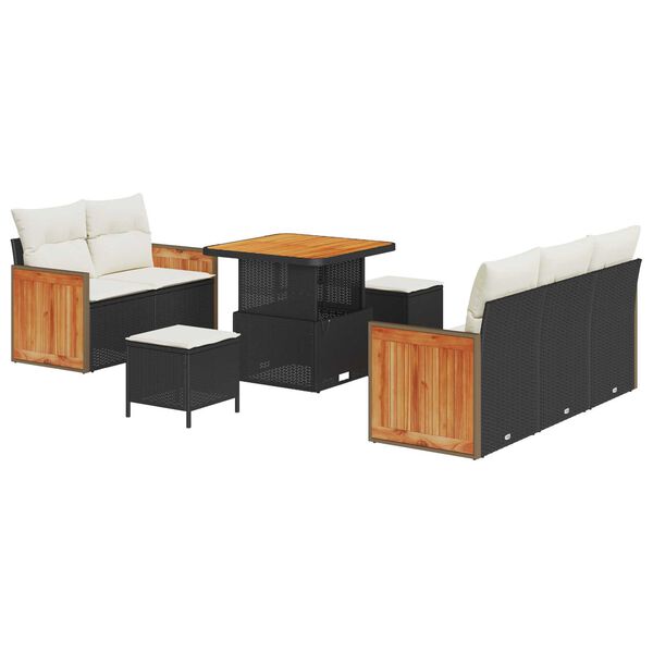 vidaXL Sada zahradn&iacute;ch pohovek 10 pcs Čern&aacute; a kr&eacute;mov&aacute; polyratan