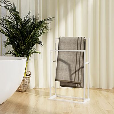 vidaXL Volně stojící stojan na ručníky bílý 48 x 24 x 78,5 cm železo