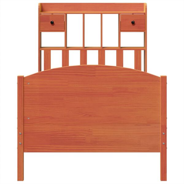 vidaXL Postel s knihovnou bez matrace hnědá 100x200 cm masiv borovice