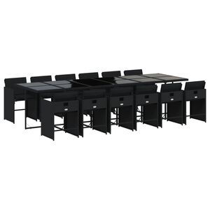 vidaXL 13d&iacute;ln&yacute; zahradn&iacute; j&iacute;deln&iacute; set s podu&scaron;kami čern&yacute; polyratan