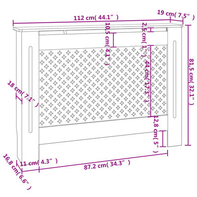 vidaXL Kryt na radiátor antracitový 112 x 19 x 81,5 cm MDF