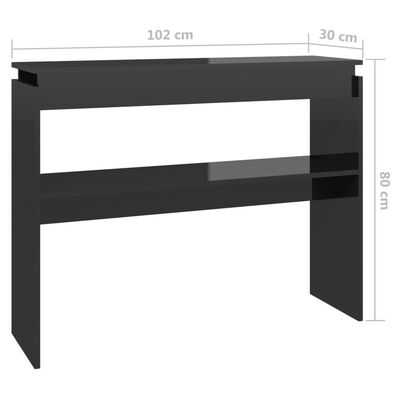 vidaXL Konzolový stolek černý vysoký lesk 102 x 30 x 80 cm dřevotříska