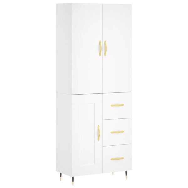 vidaXL Skř&iacute;ň highboard b&iacute;l&aacute; 69,5 x 34 x 180 cm kompozitn&iacute; dřevo