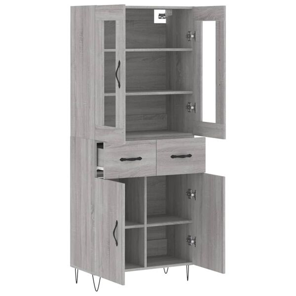 vidaXL Skř&iacute;ň highboard &scaron;ed&aacute; sonoma 69,5 x 34 x 180 cm kompozitn&iacute; dřevo