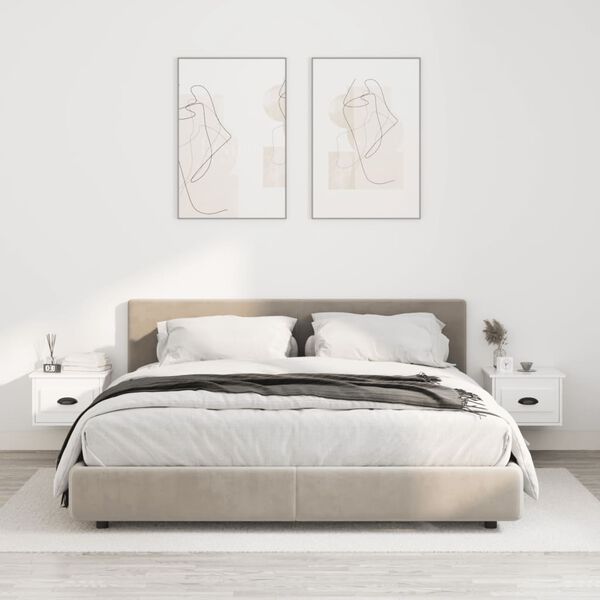 vidaXL N&aacute;stěnn&eacute; nočn&iacute; stolky 2 ks b&iacute;l&eacute; vysok&yacute; lesk 41,5 x 36 x 28 cm