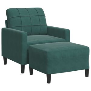 vidaXL Křeslo s podnožkou tmavě zelen&eacute; 60 cm samet