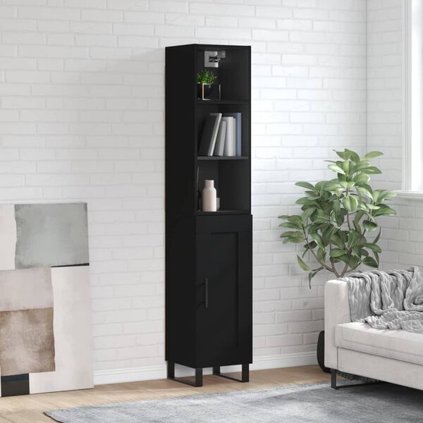 vidaXL Skř&iacute;ň highboard čern&aacute; 34,5 x 34 x 180 cm kompozitn&iacute; dřevo