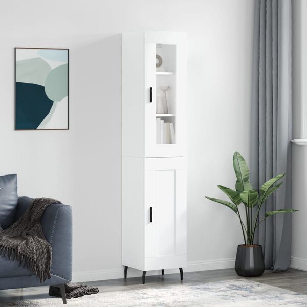 vidaXL Skř&iacute;ň highboard b&iacute;l&aacute; 34,5 x 34 x 180 cm kompozitn&iacute; dřevo