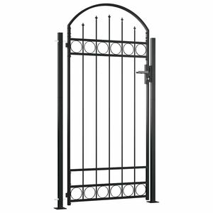 vidaXL Plotov&aacute; branka ASSEN s klenut&yacute;m vrcholem a 2 sloupky 105 x 170 cm čern&aacute;