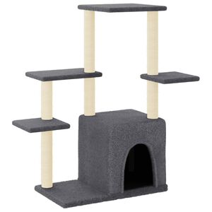 vidaXL &Scaron;krabadlo pro kočky se sisalov&yacute;mi sloupky tmavě &scaron;ed&eacute; 97,5 cm