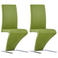 vidaXL Jídelní židle s cik-cak designem 2 ks zelené umělá kůže