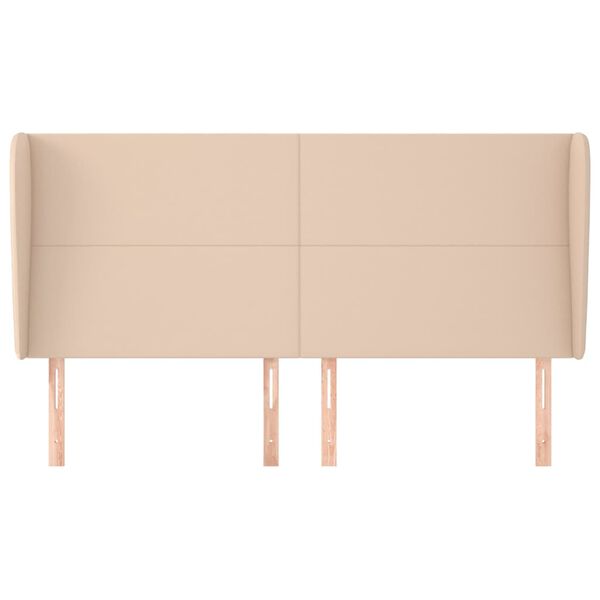 vidaXL Čelo postele typu u&scaron;&aacute;k cappuccino 163x23x118/128 cm uměl&aacute; kůže