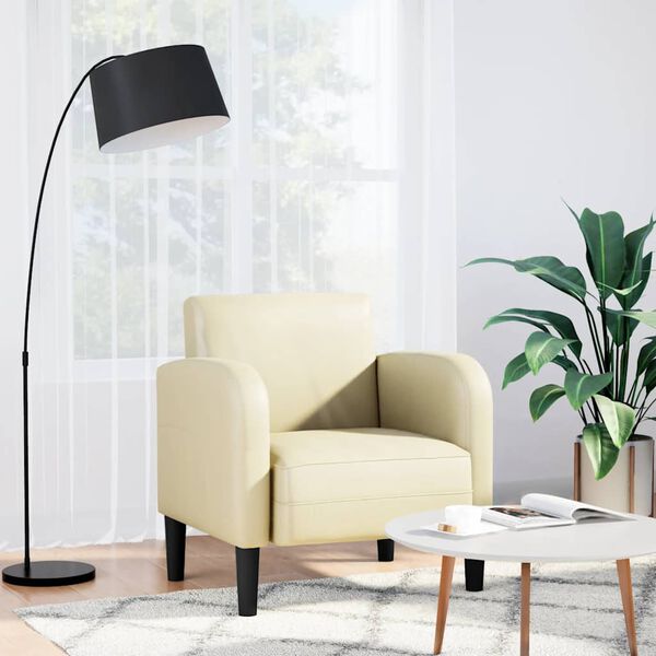 vidaXL Rozkl&aacute;dac&iacute; křeslo s područkami kr&eacute;mov&eacute; 54 cm uměl&aacute; kůže