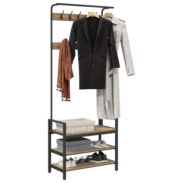 vidaXL Věšák na kabáty s policí Artisanový dub 75 x 34 x 184 cm