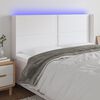 vidaXL Čelo postele s LED b&iacute;l&eacute; 203 x 16 x 118/128 cm uměl&aacute; kůže